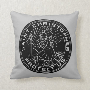 Saint Christopher Medal Throw Pillow