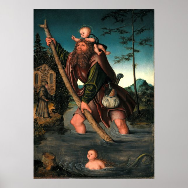 Saint Christopher Poster by Lucas Cranach The Eld (Front)