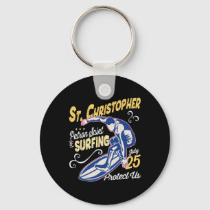 Saint Christopher Surf Patron Saint Of Surfing Cat Keychain