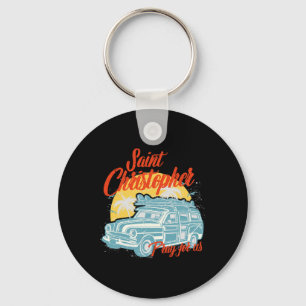 Saint Christopher Surfer Dude Surfing Men Beach Ca Keychain