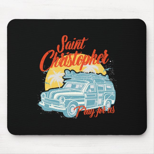 Saint Christopher Surfer Dude Surfing Men Beach Ca Mouse Pad (Front)