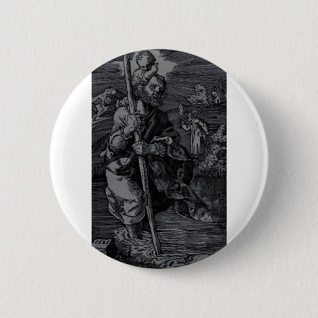 Saint Christopher venerated by Christians  2 Inch Round Button (Front)