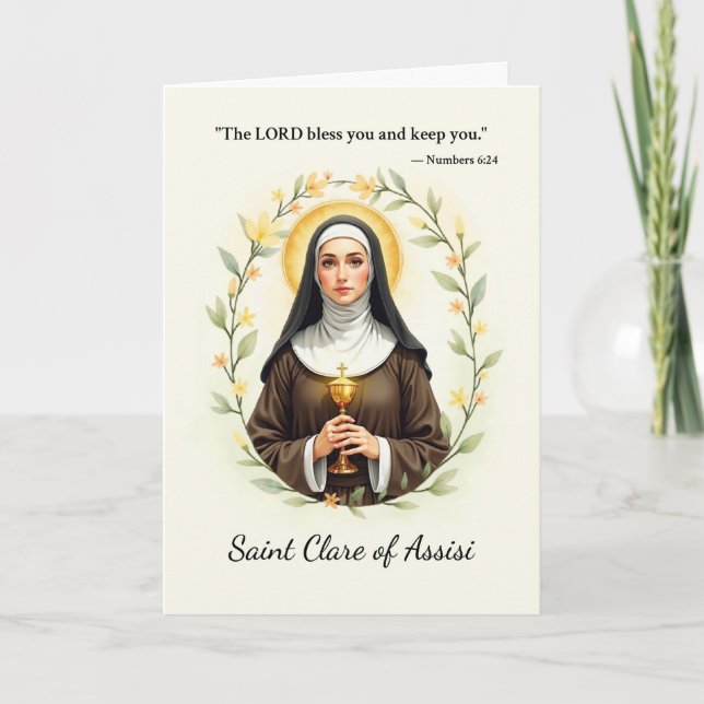 Saint Clare of Assisi God's Peace and Blessings Card (Front)