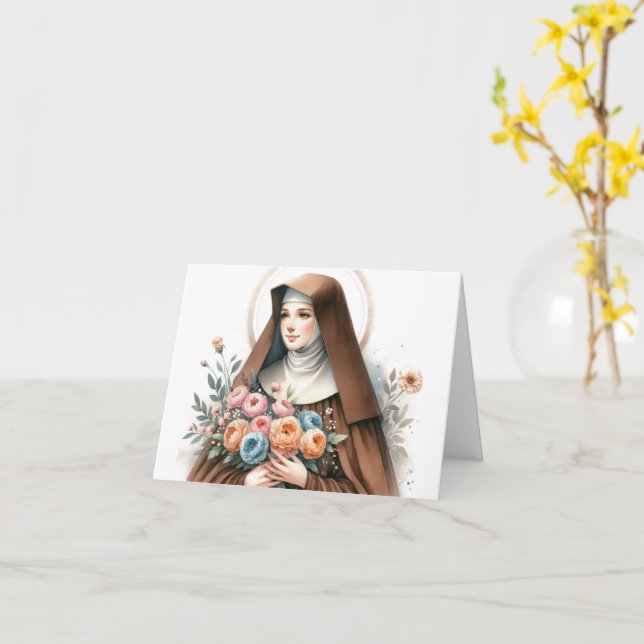 Saint Colette-Saint of Infertility Card (Yellow Flower)