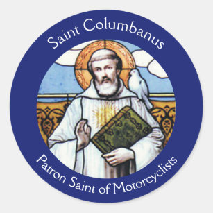 Saint Columbanus Patron of Motorcyclists Classic Round Sticker