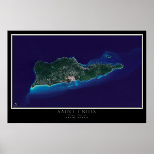 Saint Croix U.S. Virgin Islands Satellite Map Poster