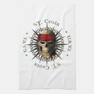 Saint Croix USVI Pirate Skull Kitchen Towel