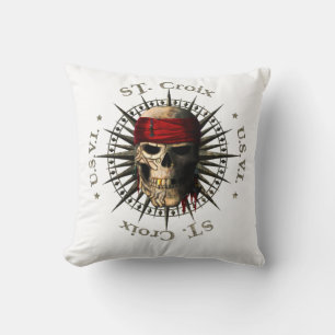 Saint Croix USVI Pirate Skull Throw Pillow