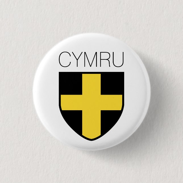 Saint David Badge (Wales/ Cymru) 1 Inch Round Button (Front)