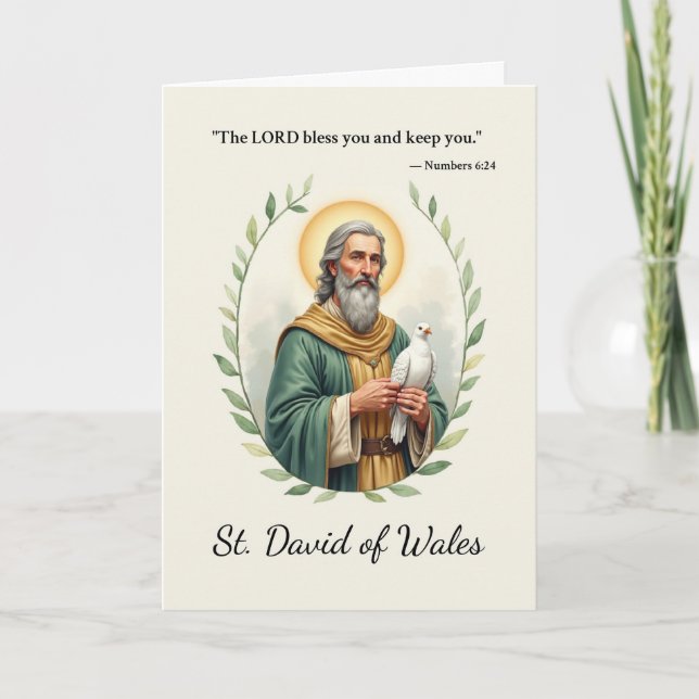 Saint David of Wales Gods Peace with Scripture Card (Front)