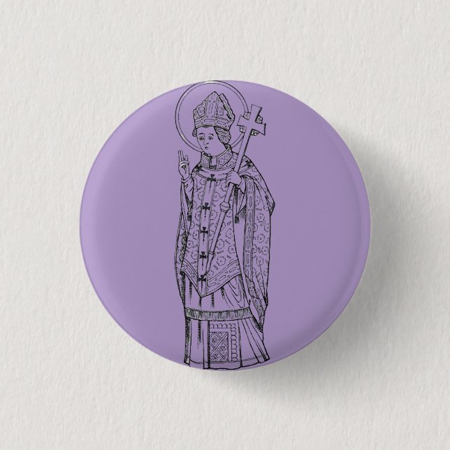 Saint Deiniol Abbot and Bishop 1 Inch Round Button (Front)