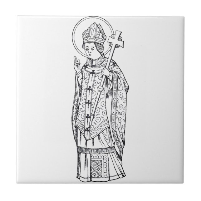 Saint Deiniol Abbot and Bishop Tile (Front)
