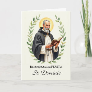 Saint Dominic Feast Day Leafy Wreath Card