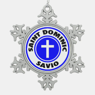 Saint Dominic Savio Snowflake Pewter Christmas Ornament