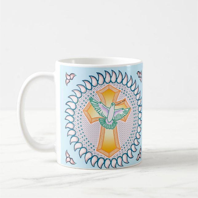 Saint Dove Christian Cross mug (Gauche)