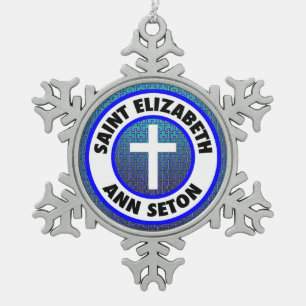Saint Elizabeth Ann Seton Snowflake Pewter Christmas Ornament