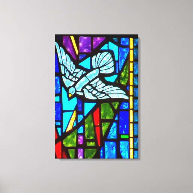 Saint-Esprit Dove Vitrail Vitre Vitre Toile Art (Recto)