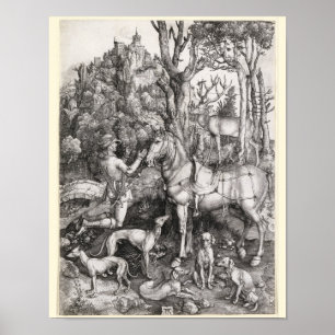Saint Eustace Engraving by Albrecht Durer Poster