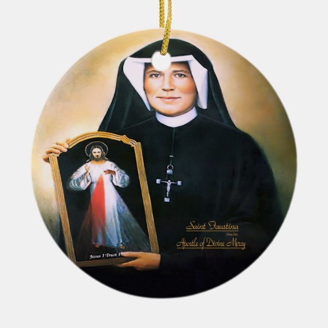 Saint Faustina, Divine Mercy Ceramic Ornament (Front)