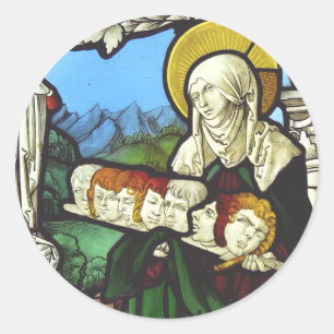 Saint Felicitas and the heads of her seven sons Classic Round Sticker