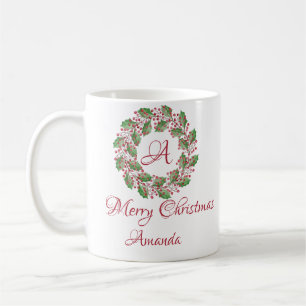 Saint-feuilles et la tasse de café de Noël à la ce