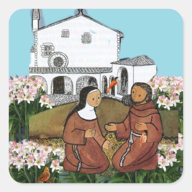 Saint Francis and Saint Clare of Assisi Square Sticker (Front)