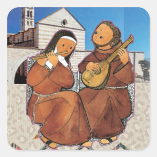 Saint Francis and Saint Clare of Assisi Square Sticker