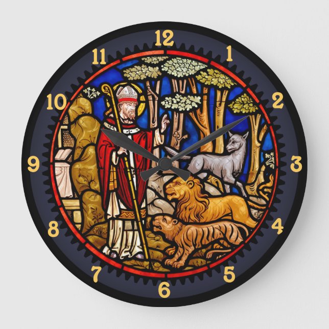 Saint Francis Blessing Beasts Wall Clock (Front)