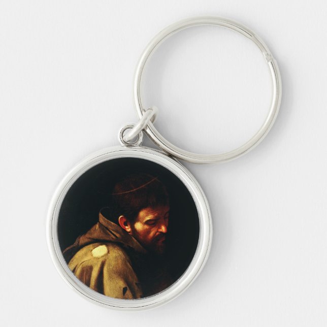 Saint Francis by Caravaggio Baroque Masterpiece Keychain (Front)