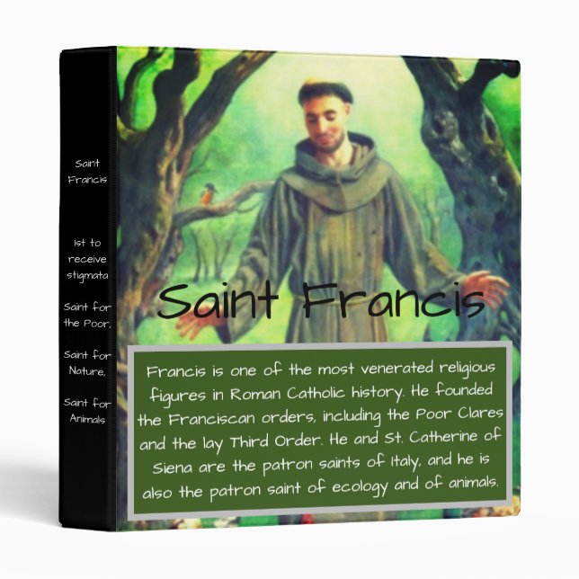 Saint Francis Customizable 3 Ring Binder (Front/Spine)