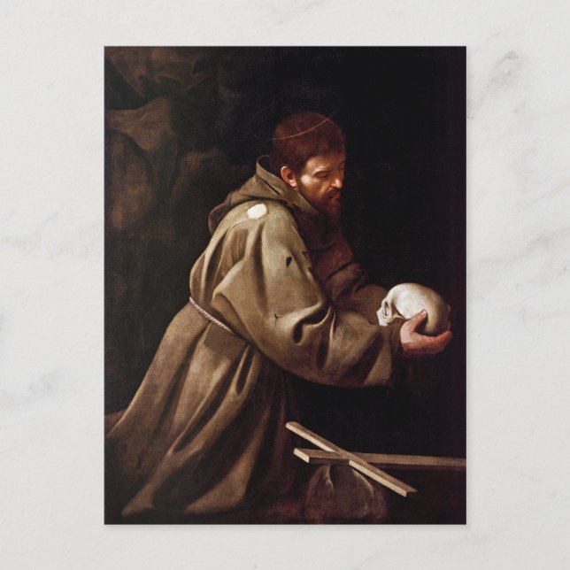 Saint Francis in Prayer - Caravaggio Postcard (Front)