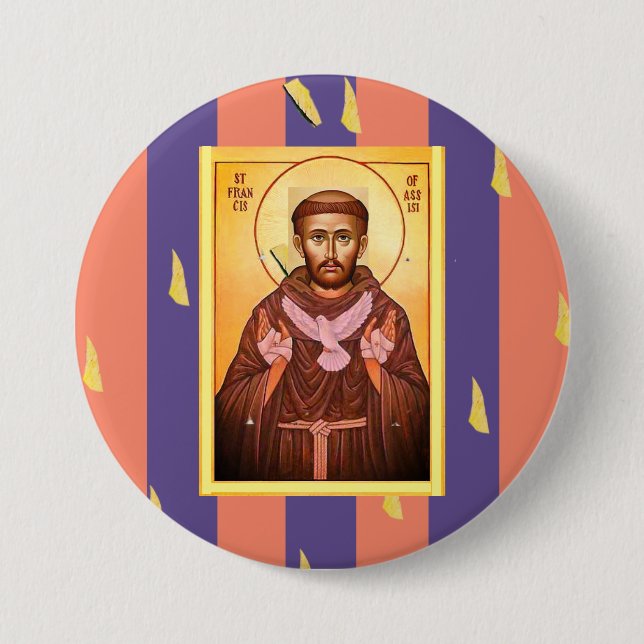 Saint Francis of Assisi 3 Inch Round Button (Front)