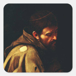 Saint Francis of Assisi by Caravaggio Square Sticker
