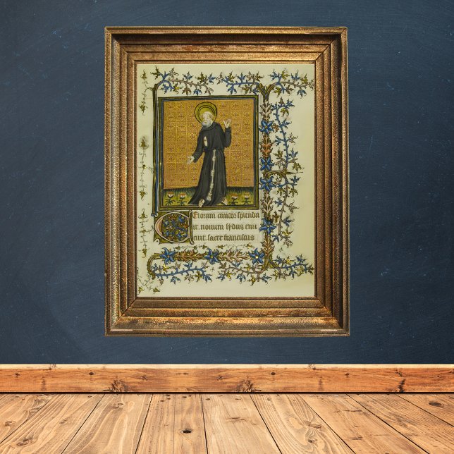 Saint Francis of Assisi Medieval Manuscript Poster (Saint Francis of Assisi Medieval Manuscript Catholic Christian Poster)