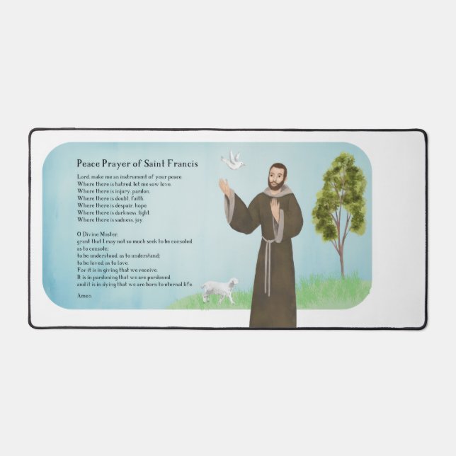 Saint Francis Peace Prayer Desk Mat (Front)