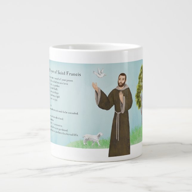Saint Francis Peace Prayer Large Coffee Mug (Front)