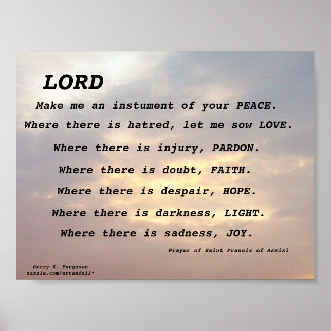 SAINT FRANCIS PRAYER POSTER (Devant)