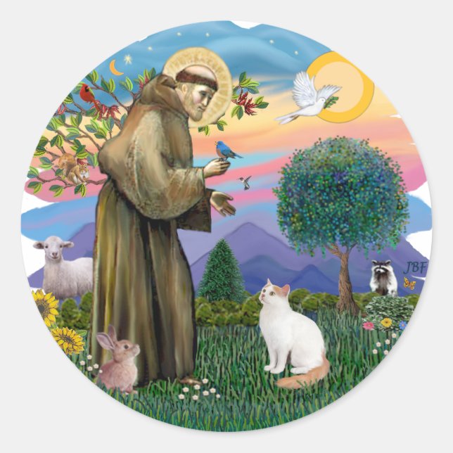 Saint Francis - Turkish Van cat Classic Round Sticker (Front)