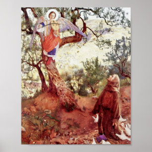 Saint Francis with Angel Poster