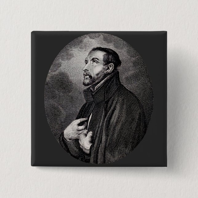 Saint Francis Xavier 2 Inch Square Button (Front)
