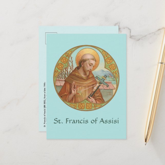 Saint François d'Assise (BK 002) Carte postale (Devant/Arrière en situation)