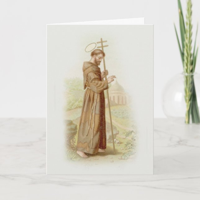 Saint François d'Assise Carte de voeux avec prière (Devant)