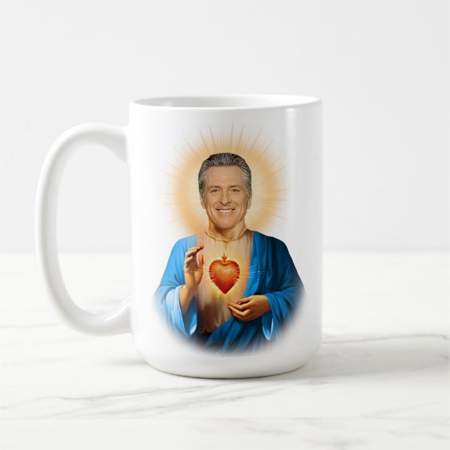 Saint Gavin Newsom Prayer Coffee Mug (Left)