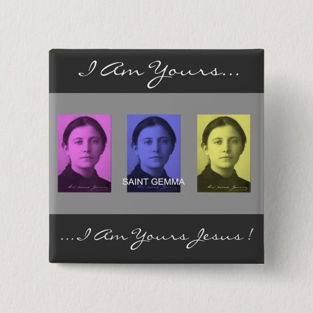 saint gemma 2 inch square button (Front)