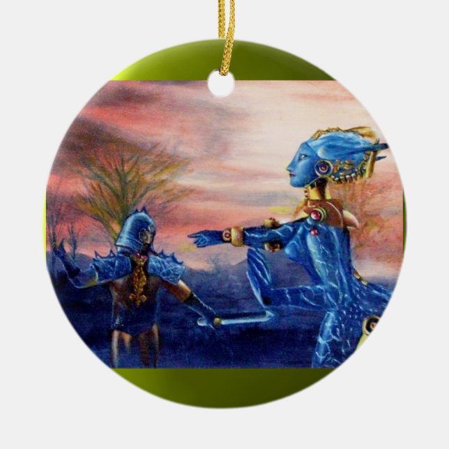SAINT GEORGE AND ALIEN DRAGON CERAMIC ORNAMENT (Front)
