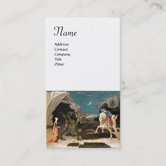 SAINT GEORGE AND DRAGON,Brown Blue Red White Pearl Business Card (Front)