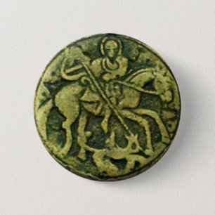SAINT GEORGE AND DRAGON MEDALLION 2 INCH ROUND BUTTON