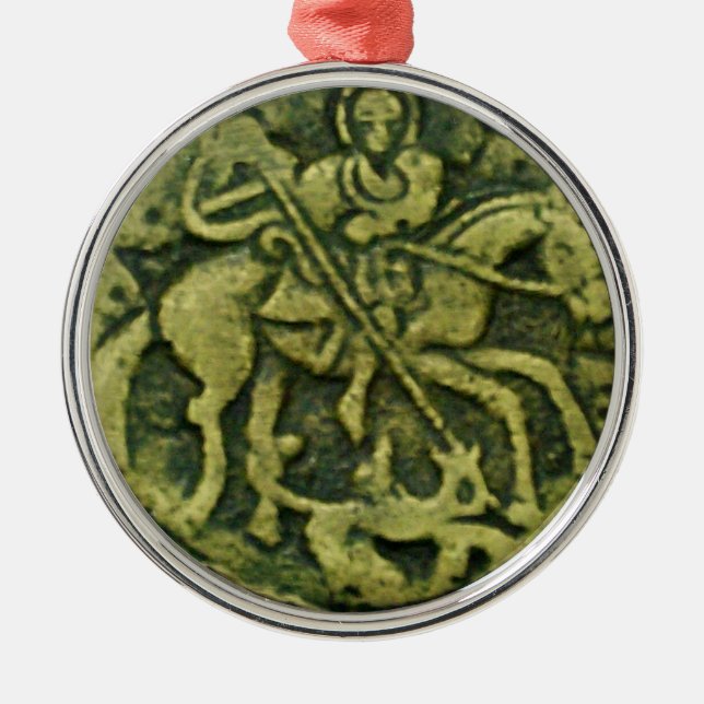 SAINT GEORGE AND DRAGON MEDALLION METAL ORNAMENT (Front)