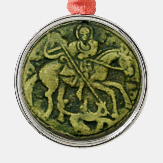 SAINT GEORGE AND DRAGON MEDALLION METAL ORNAMENT (Front)