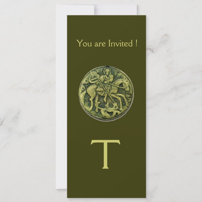 SAINT GEORGE AND DRAGON MEDALLION MONOGRAM INVITATION (Front)
